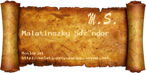 Malatinszky Sándor névjegykártya